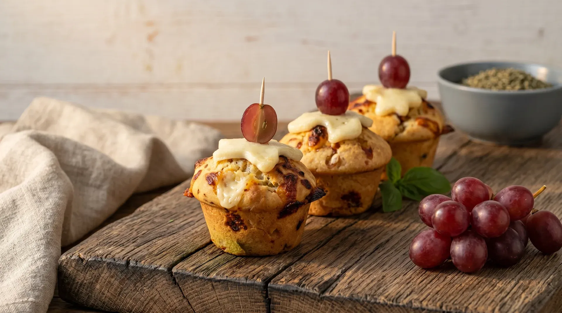 Szőlős-mozzarellás mini muffin
