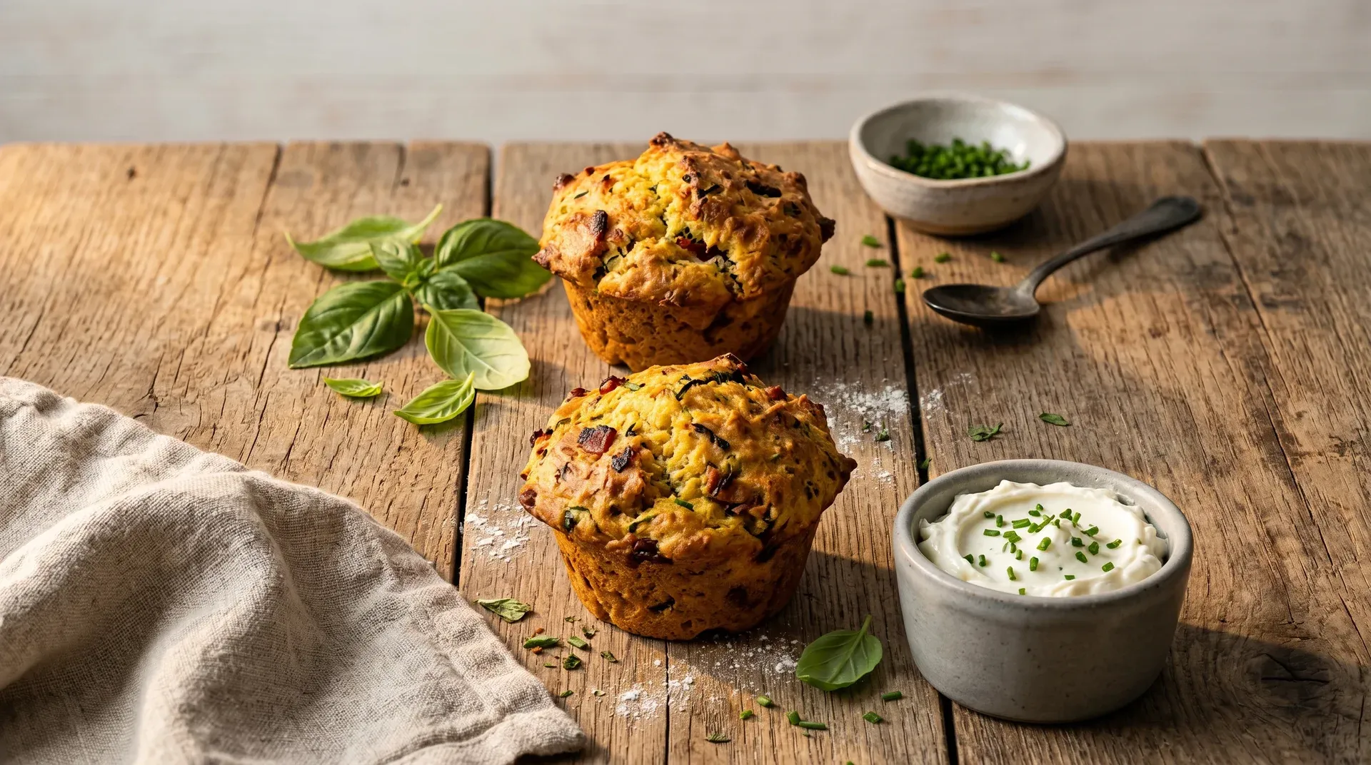Zöldséges muffin sajtmártással