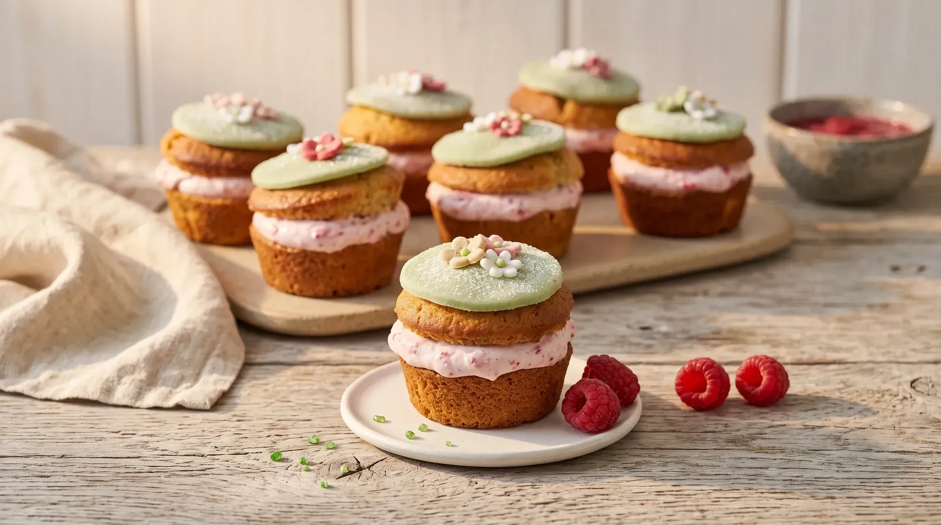 Málnás-krémes muffin
