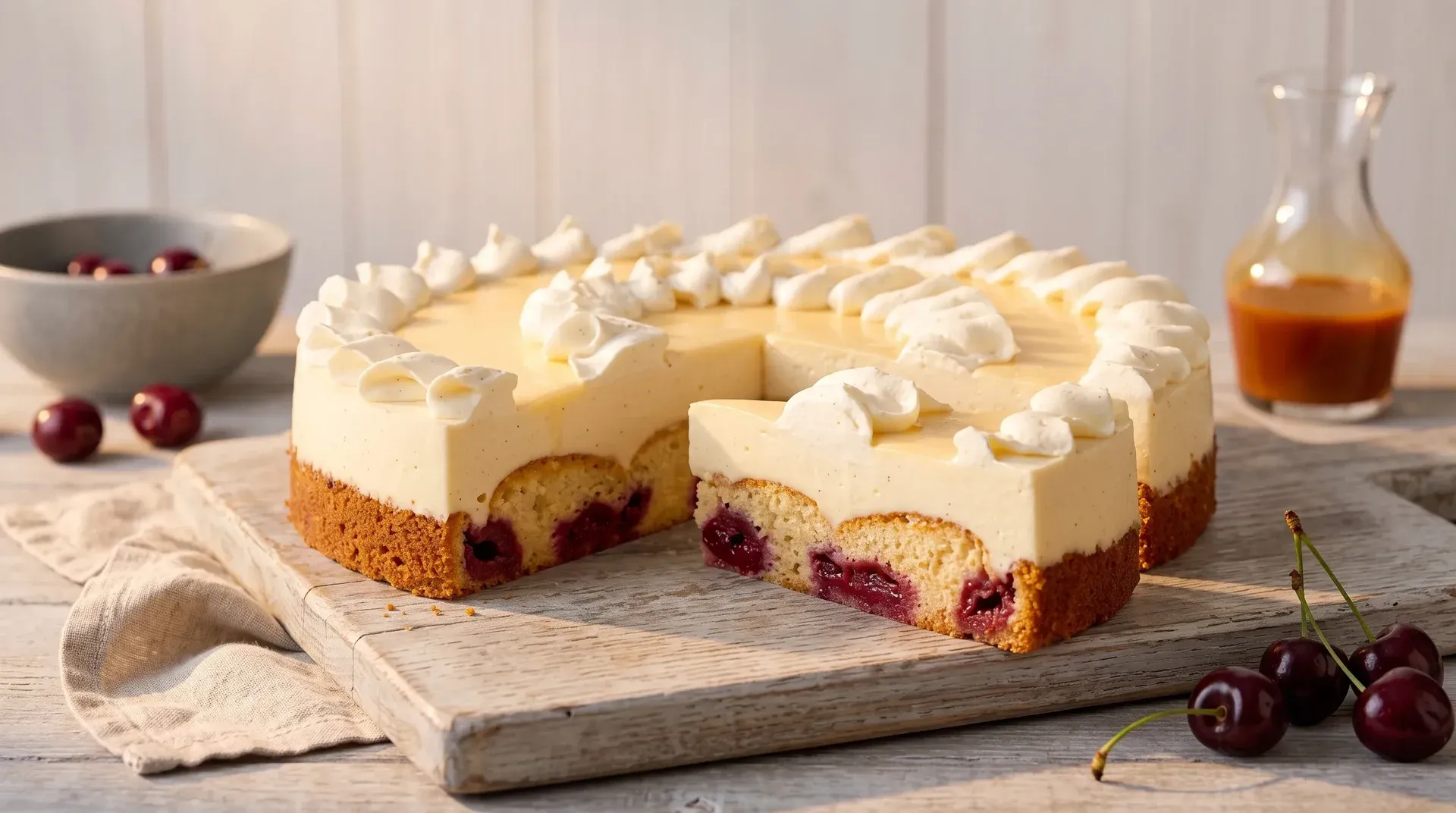 Tojáslikőrös-cseresznyés torta