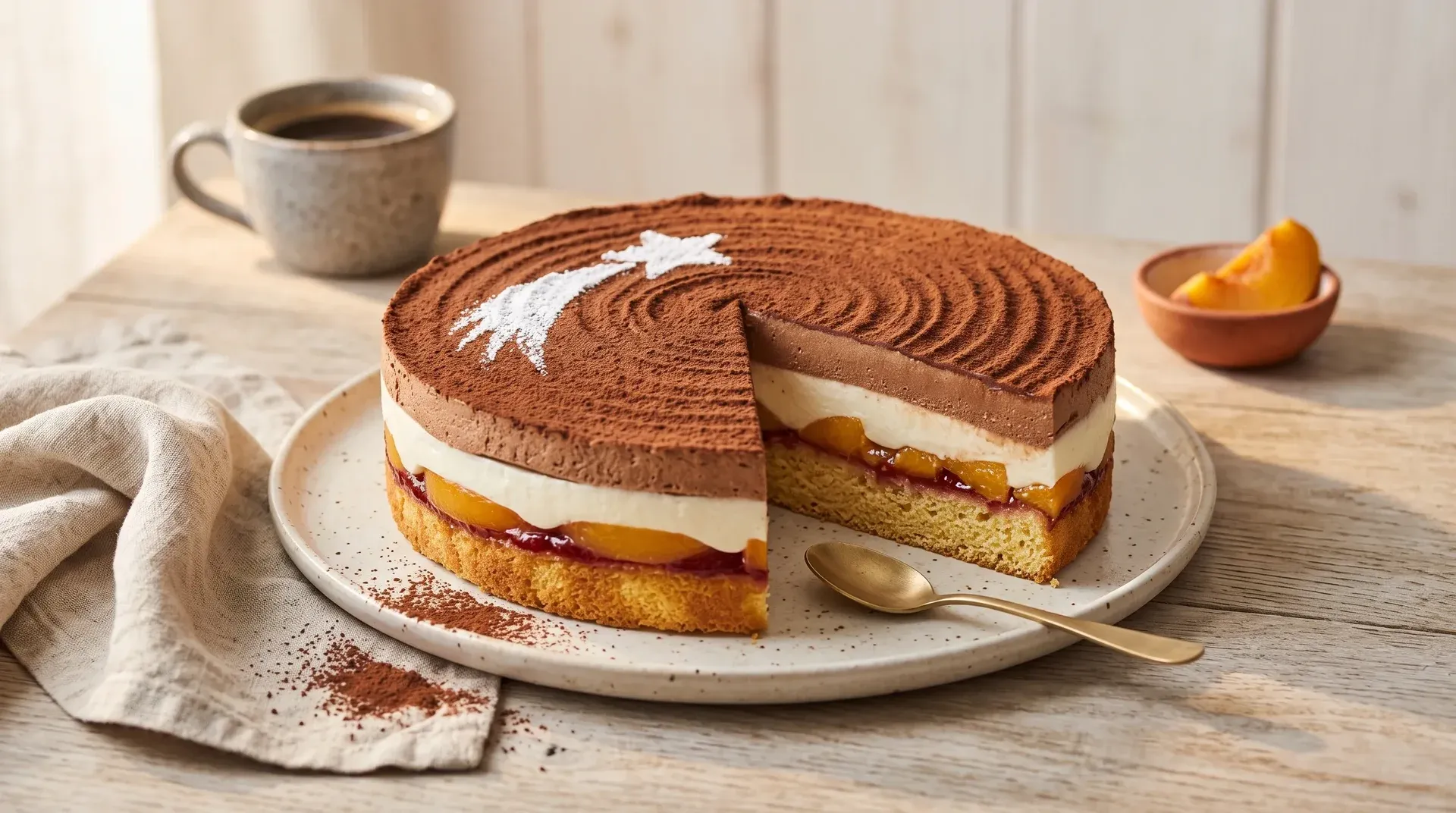 Karamell torta kompóttal