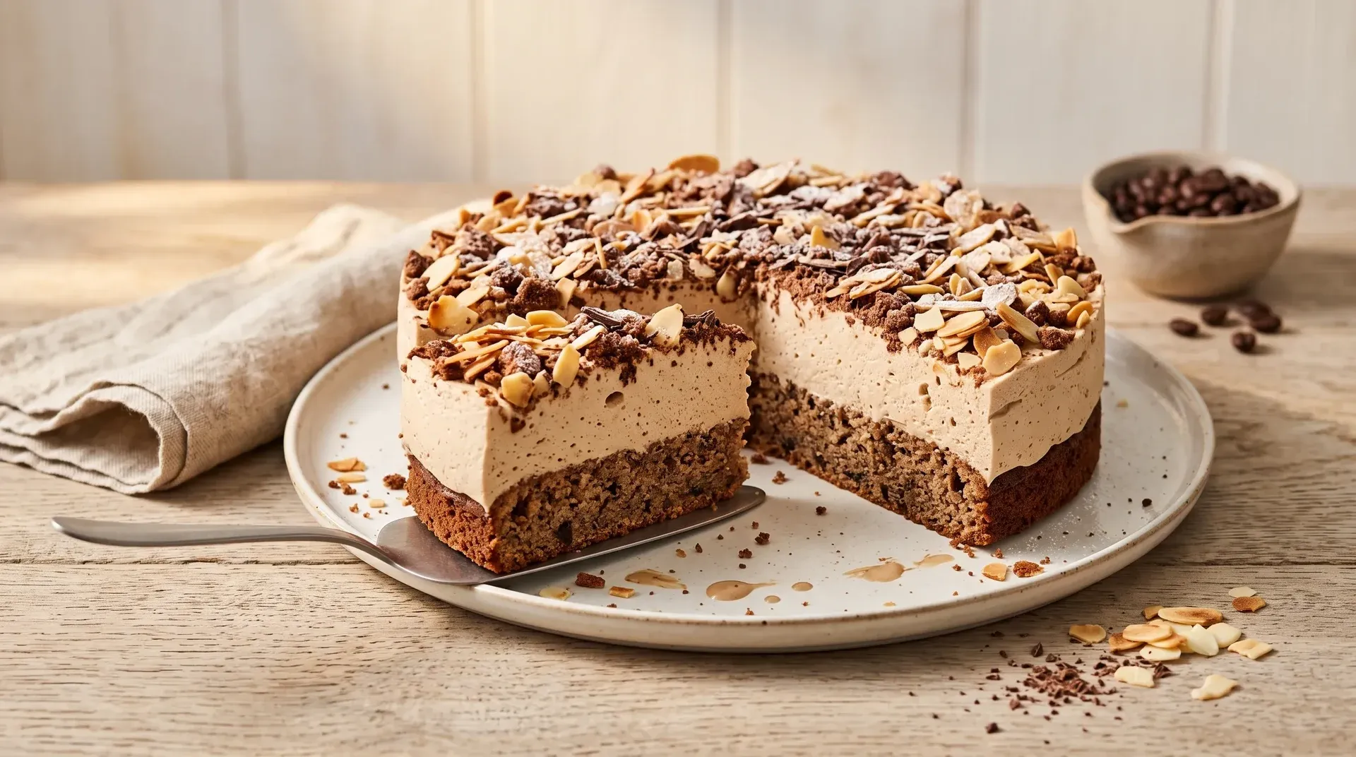 Mandulás torta mokkahabbal