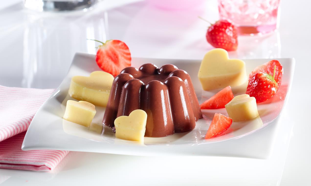 Csokoládépuding vanília-szívekkel