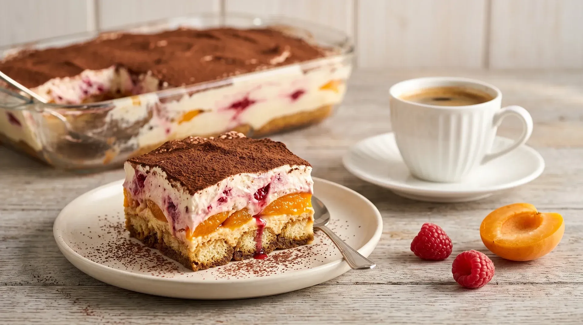 Málnás-barackos tiramisu
