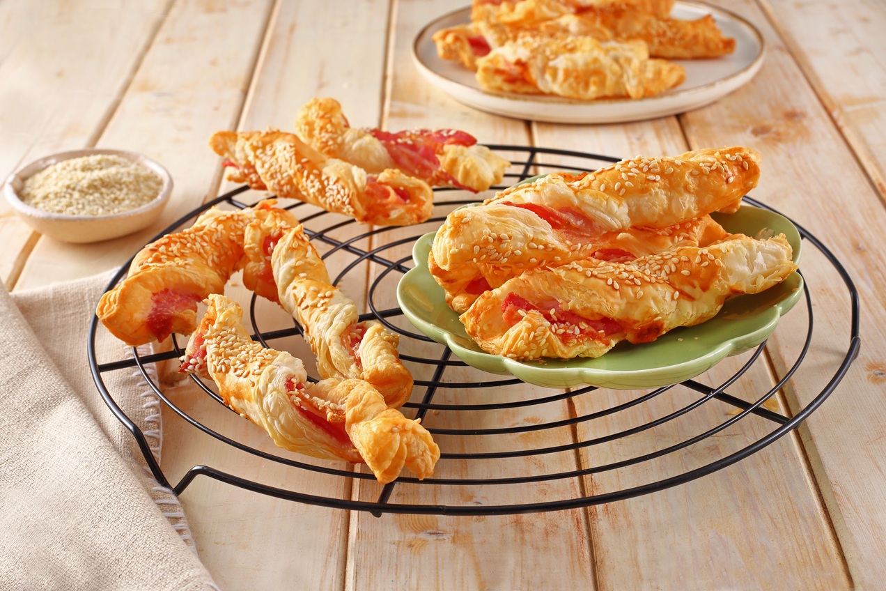 Baconös-szezámos csavart rúd Airfryerben