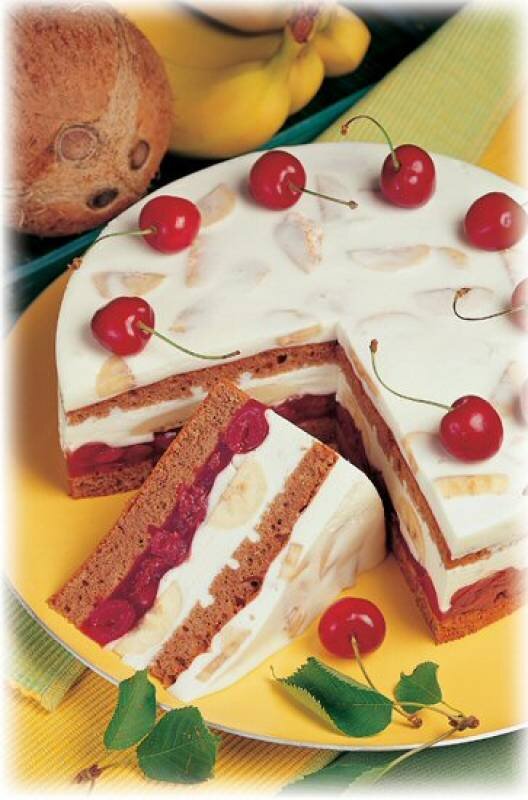Meggyes banántorta